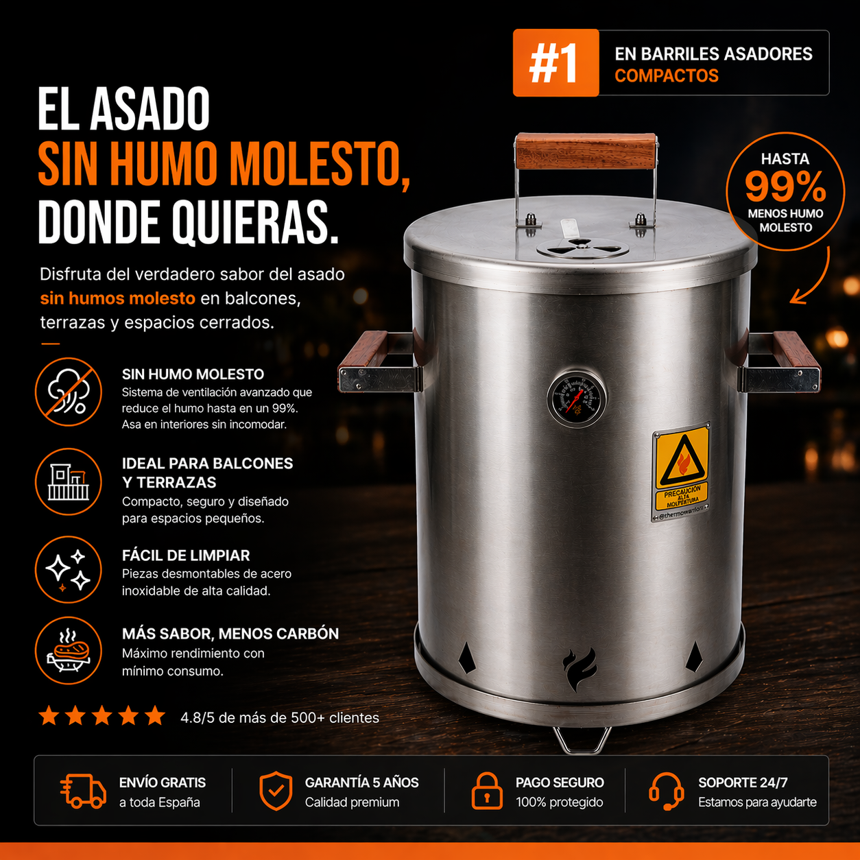 EL BARRIL ASADOR PERFECTO PARA HACER ASADOS REALES EN ESPACIOS PEQUEÑOS®